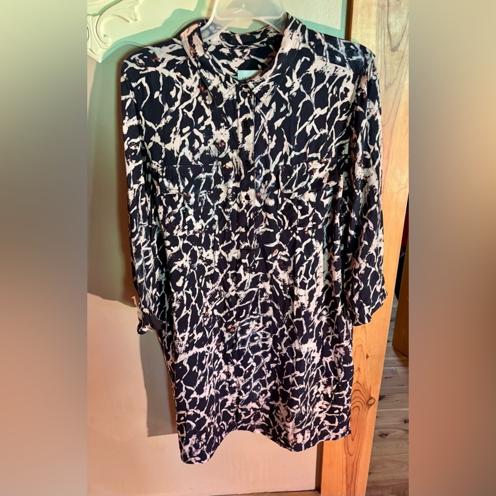 ⭐️WRAP London Lyocell/Linen Collar 1/2 Button Pull Over Shirt Dress⭐️